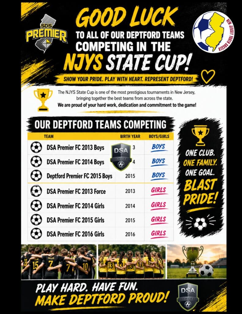 Good Luck to All Our Teams Competing in the 2026 NJYS State Cup!